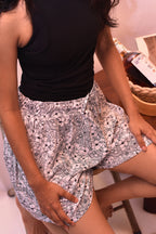 Monochrome Bloom Drawstring Short