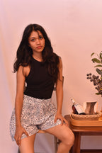 Monochrome Bloom Drawstring Short